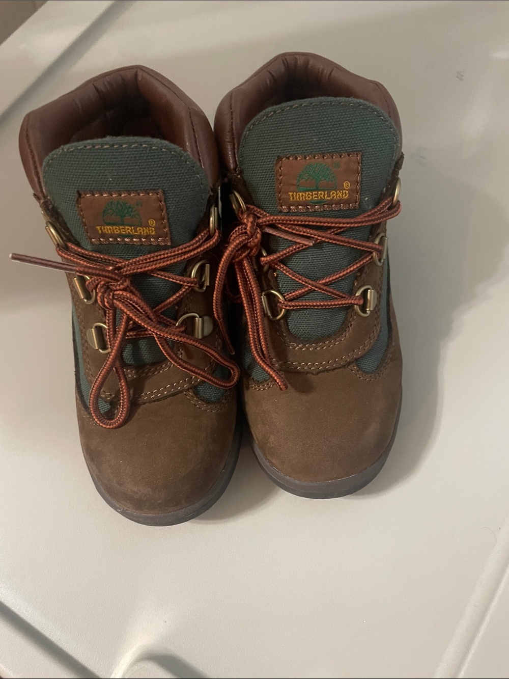 Timberland Kids Brown and Green Lace-Up Hiking Boots